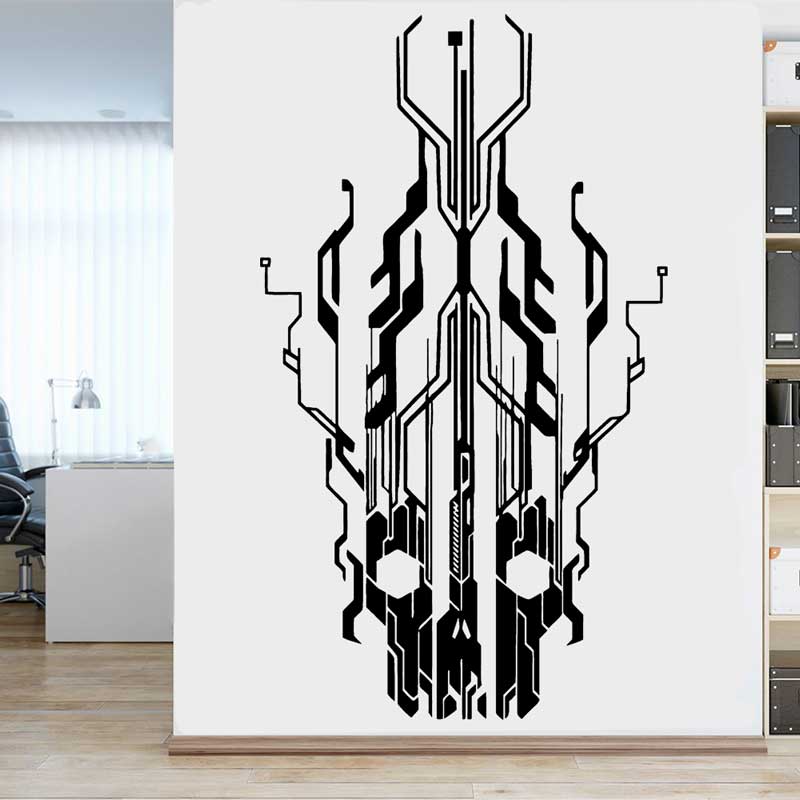 Office Tech Decor - Autocollant mural en vinyle avec crâne