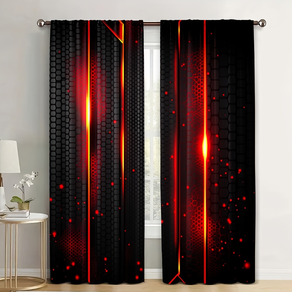 Office Tech Decor - 2 rideaux effet lave noir et