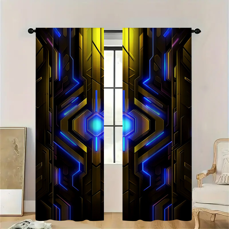 Office Tech Decor - Rideaux techniques géométriques avec poche pour