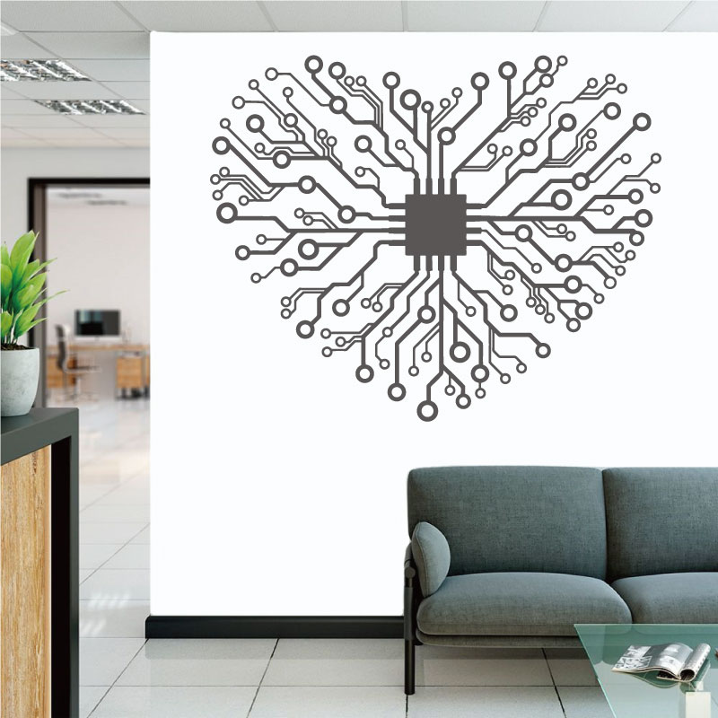 Office Tech Company - Autocollant mural en vinyle Love Chip