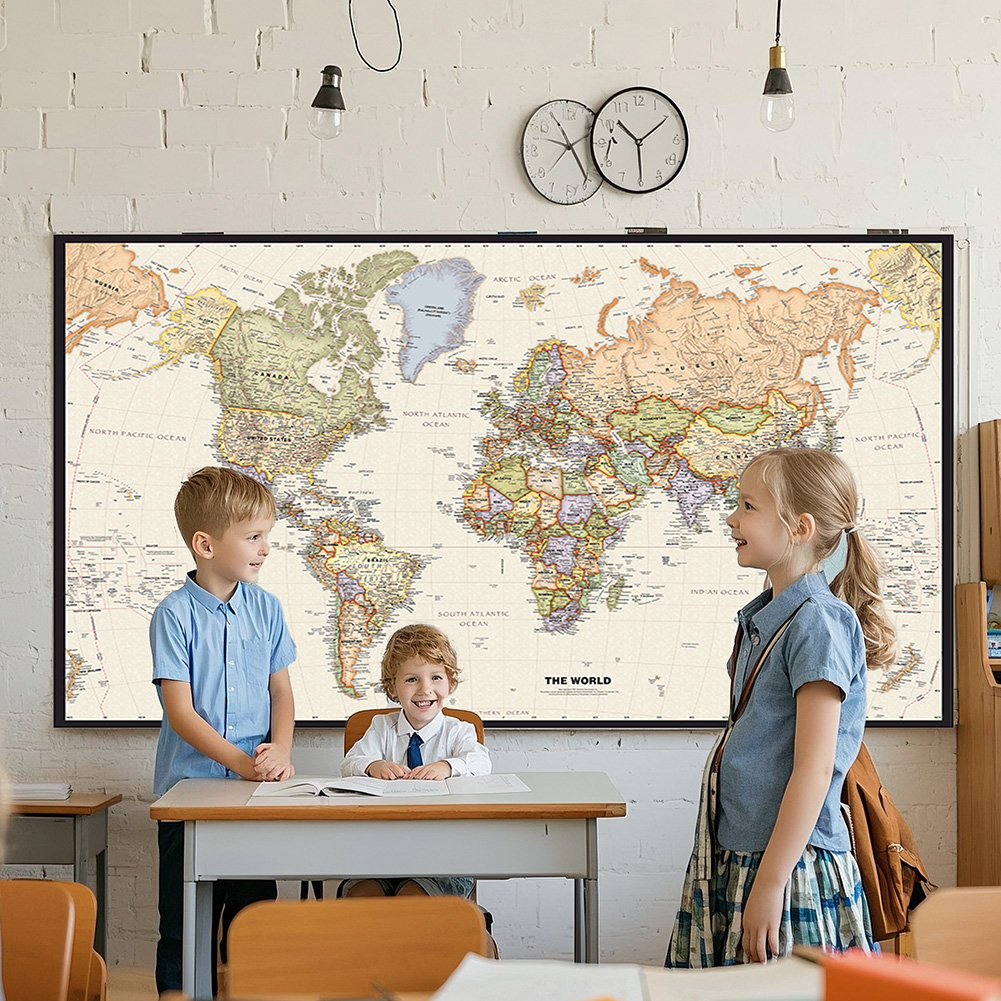 Office Tech Background - 150x225 cm rétro carte du monde
