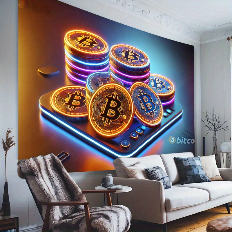 Office Tech Background - Tapisserie Crypto Bitcoin, Décoration Murale Téléphone